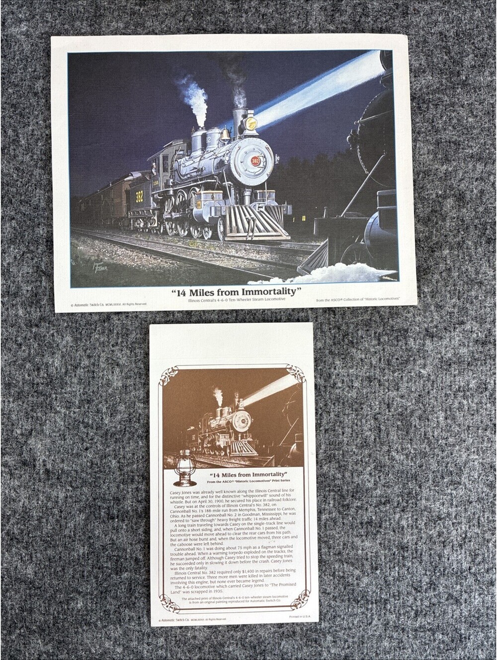 Vtg Casey Jones Illinois Central No 382 Miles From Immortality Art Print